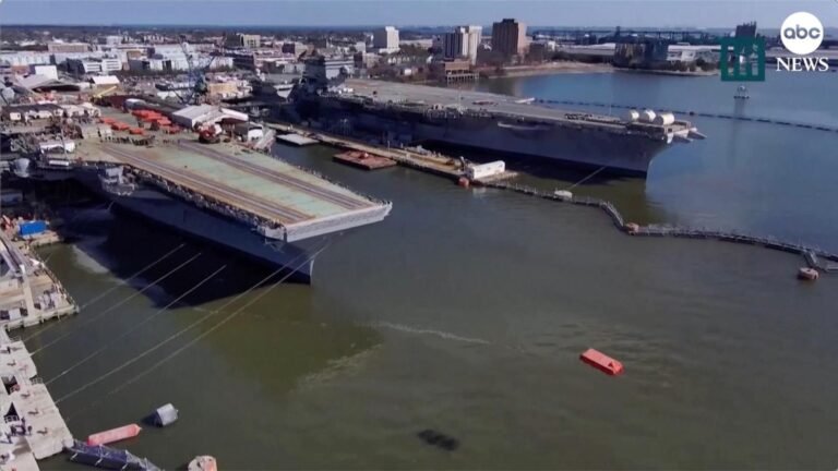 WATCH:  Aircraft carrier catapults vehicles into a river