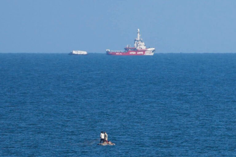 Aid ship carrying 200 tons of food supplies arrives off the coast of Gaza