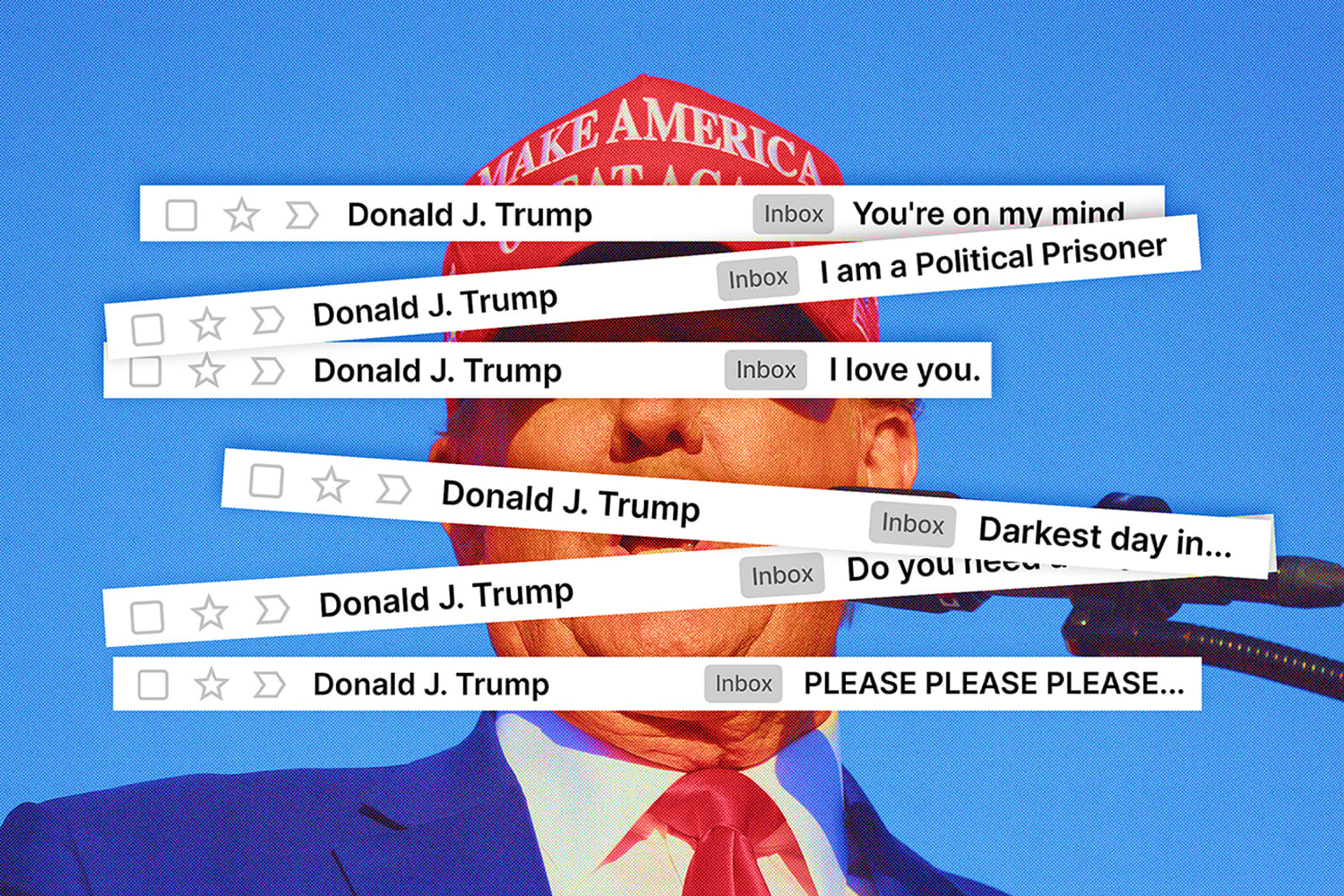 From hugs to guillotines, Trump's fundraising emails are a roller coaster