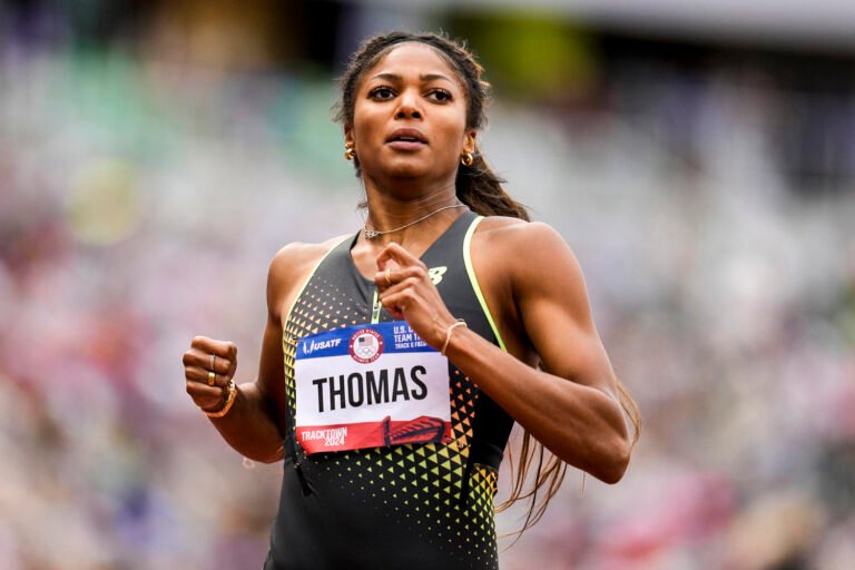 Harvard-educated Gabby Thomas balances training for Paris while working at a Texas health clinic