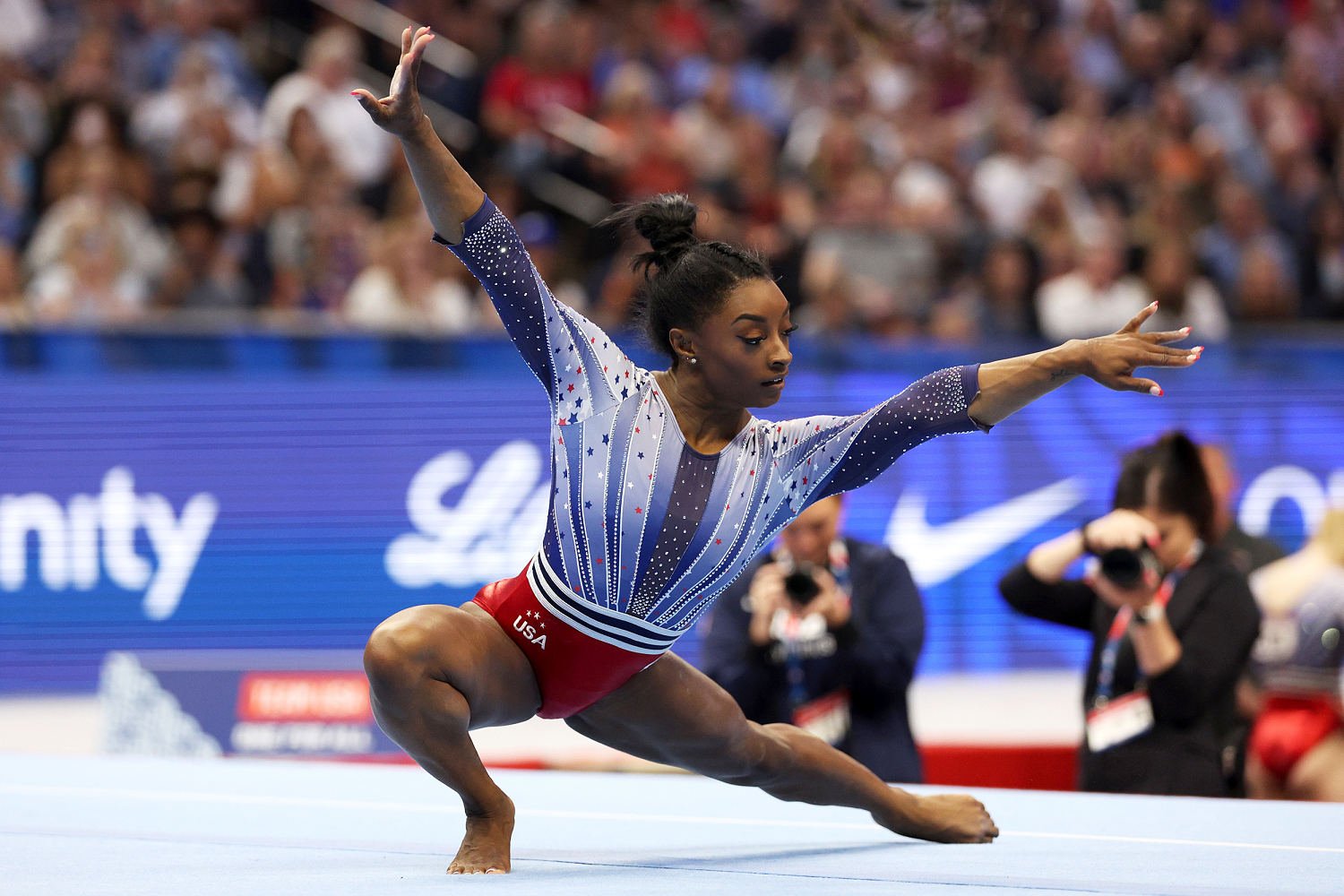 Simone Biles leads Day 1 of the U.S. Olympic gymnastics trials as injuries rock Team USA