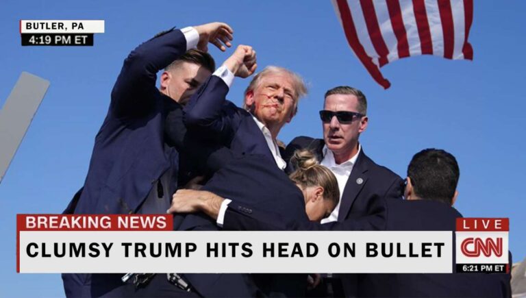 CNN: 'Clumsy Trump Hits Head On Bullet'