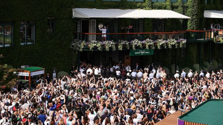 Kate, the Princess of Wales, hands Carlos Alcaraz his Wimbledon trophy in a rare appearance for her